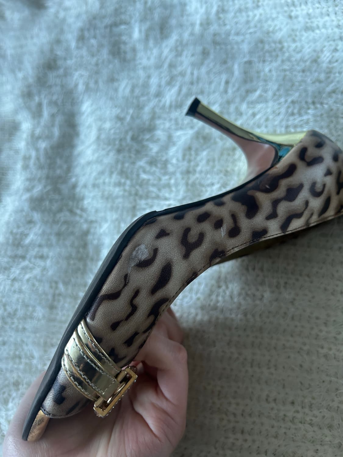 Y2k 갸루 큐빅 호피 힐 상품이미지6