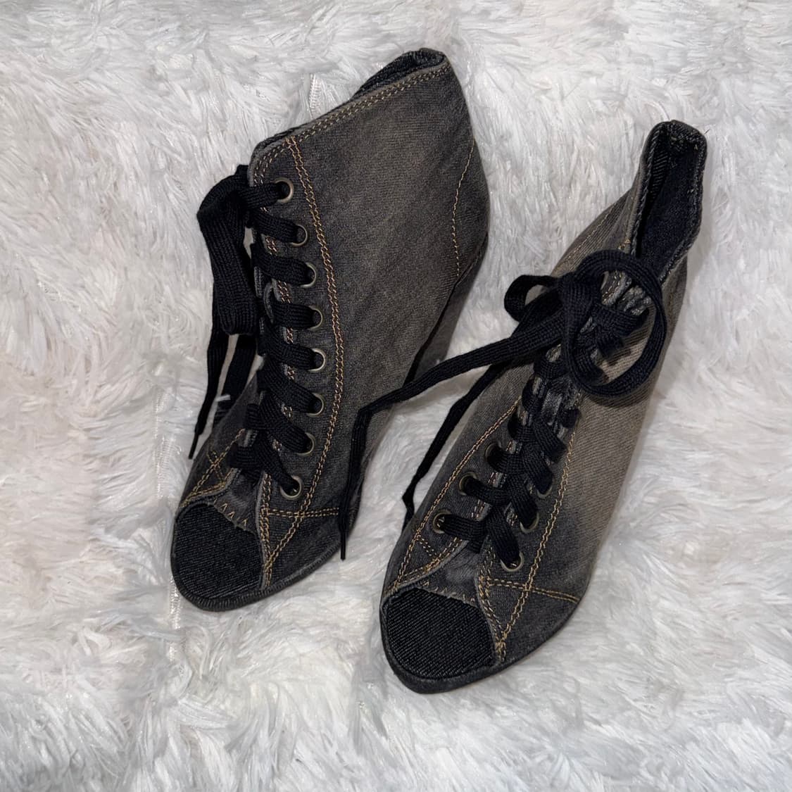 220 데님 레이스업 웨지힐 스니커즈 상품이미지2