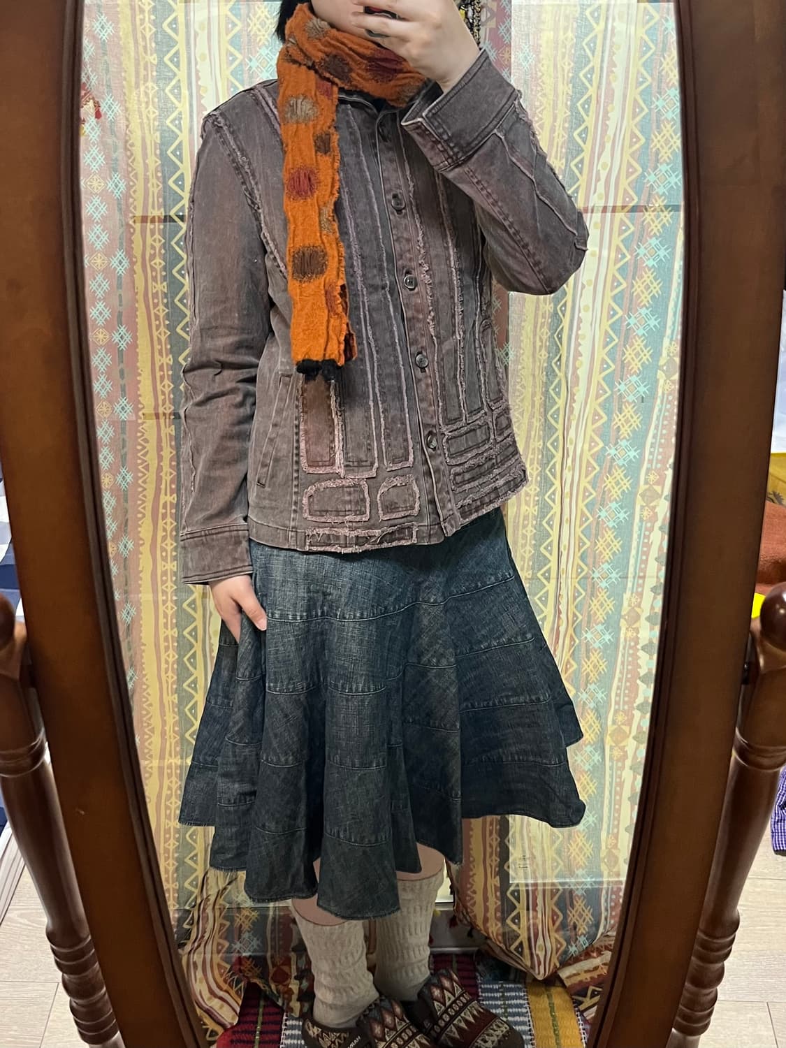 버건디 데님 재킷 상품이미지4