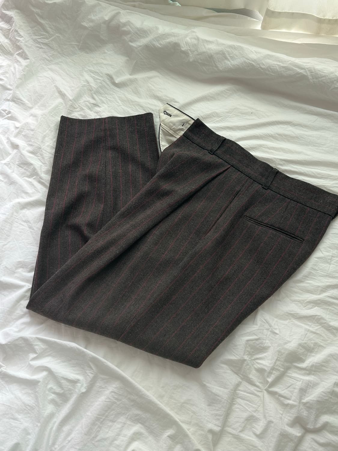 아모멘토 울 스트라이프 마틴 팬츠 슬랙스 M 상품이미지1