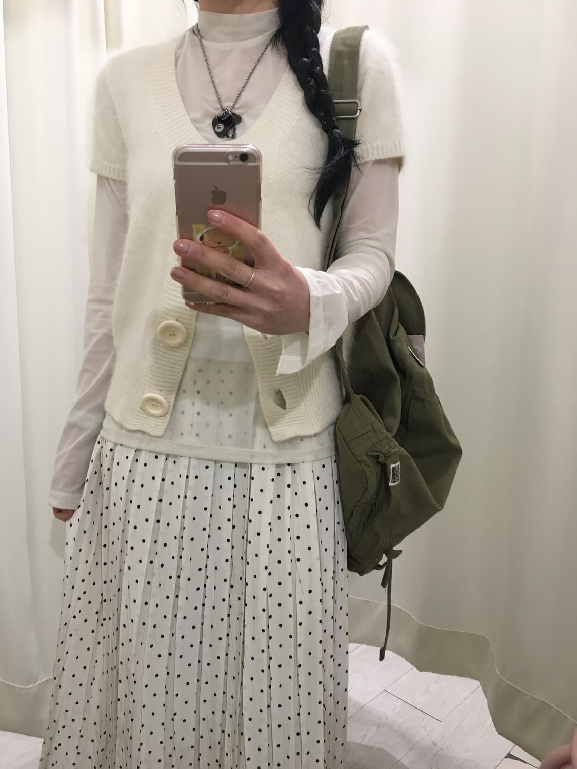 시스루 롱슬리브 + 앙고라 가디건 세트 상품이미지1