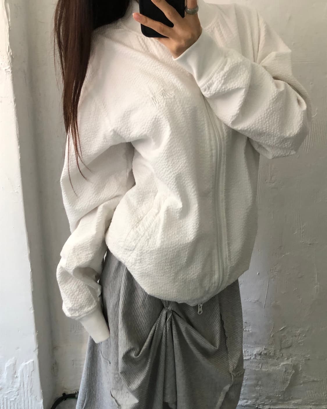 Stussy 스투시 스탁 로고 화이트 시어서커 자켓 상품이미지1