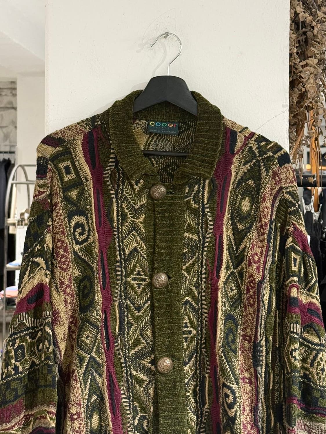 쿠지 그린 에스닉 멀티 케이블 버튼 가디건 상품이미지4