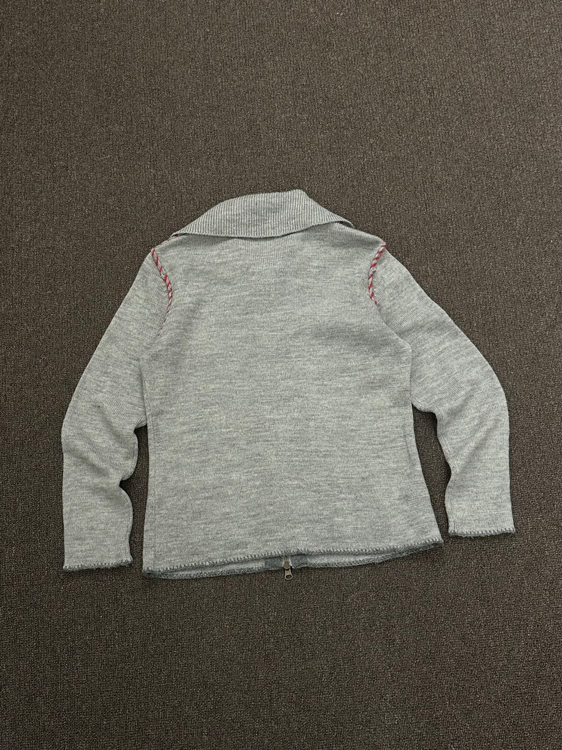 OS)Japanese vintage 여성 배색 디테일 풀집업 니트 상품이미지7