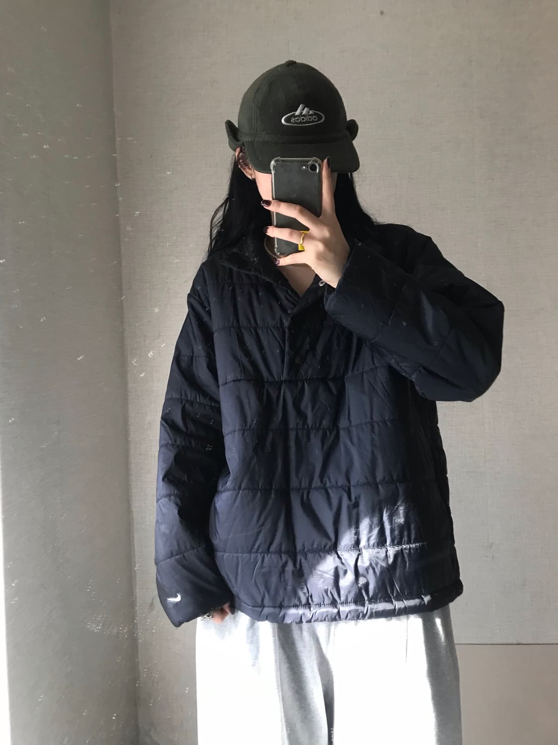 나이키 블랙 버튼 패딩 반집업 상품이미지1