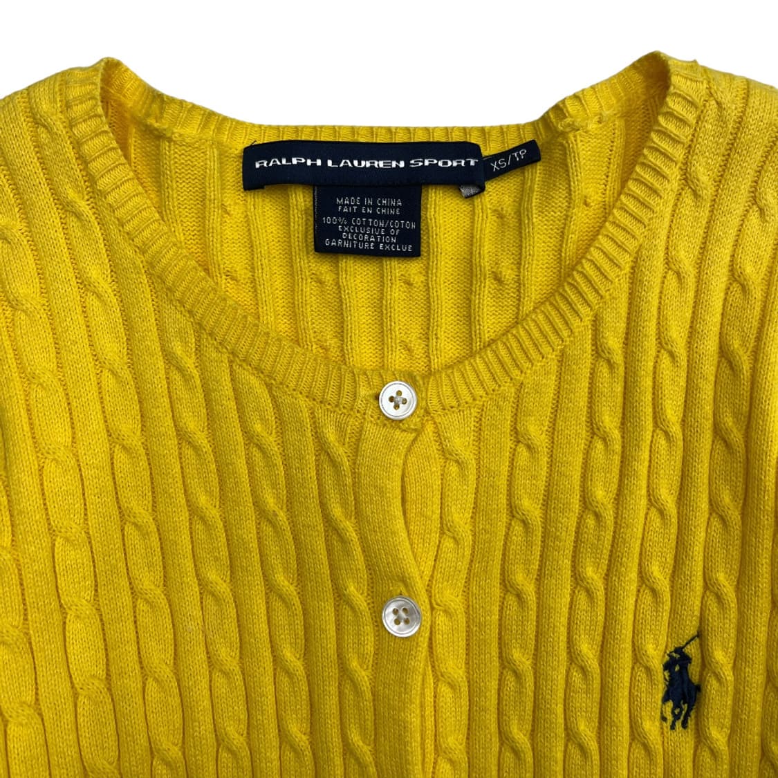 폴로 랄프로렌 네이비포니 옐로우 꽈배기 가디건 XS 상품이미지4