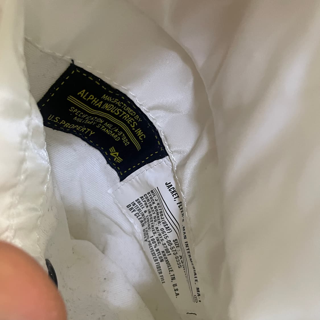 [xs] 알파인더스트리 ma-1 슬림핏 화이트 리버시블 숏항공점퍼 상품이미지8