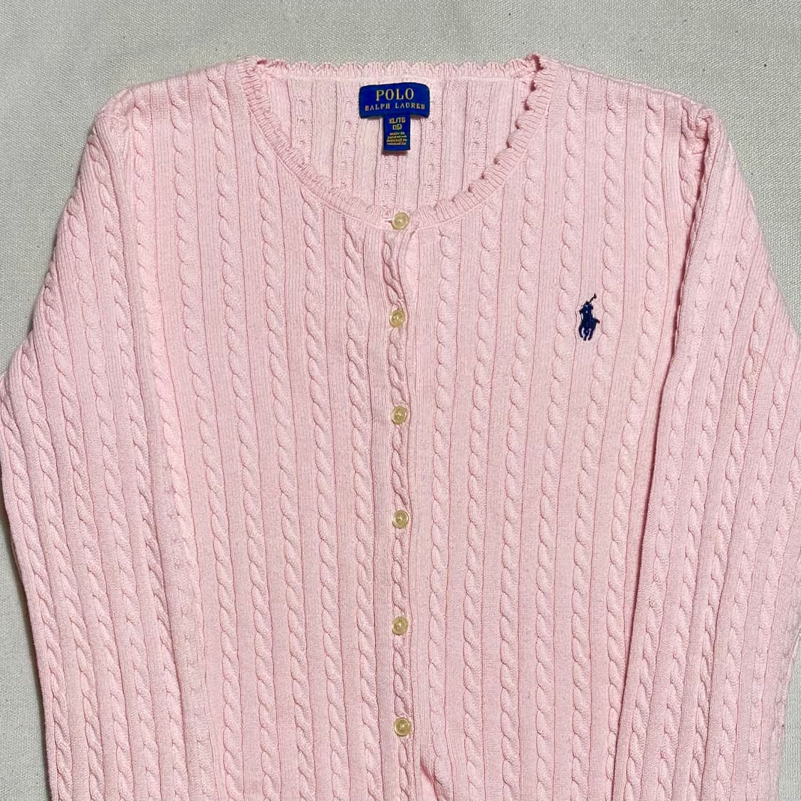 XL 폴로랄프로렌 여성용 핑크 케이블 가디건 상품이미지1