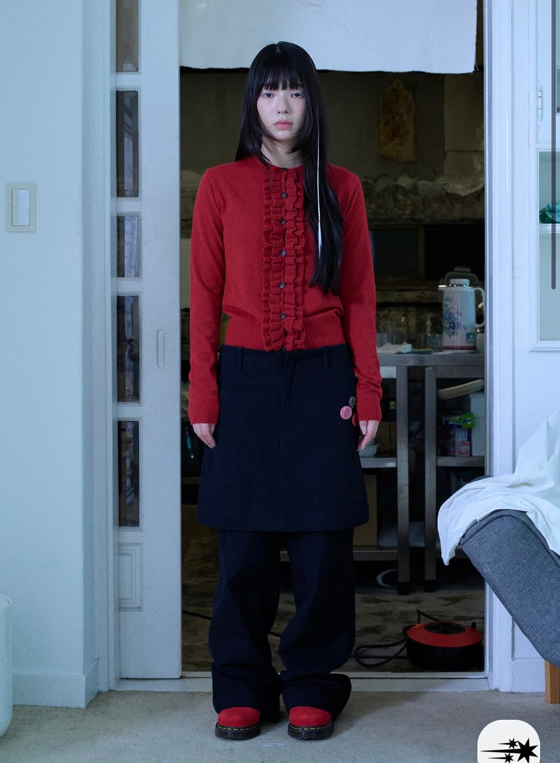 niceghostclub frill knit cardigan (red) 상품이미지2