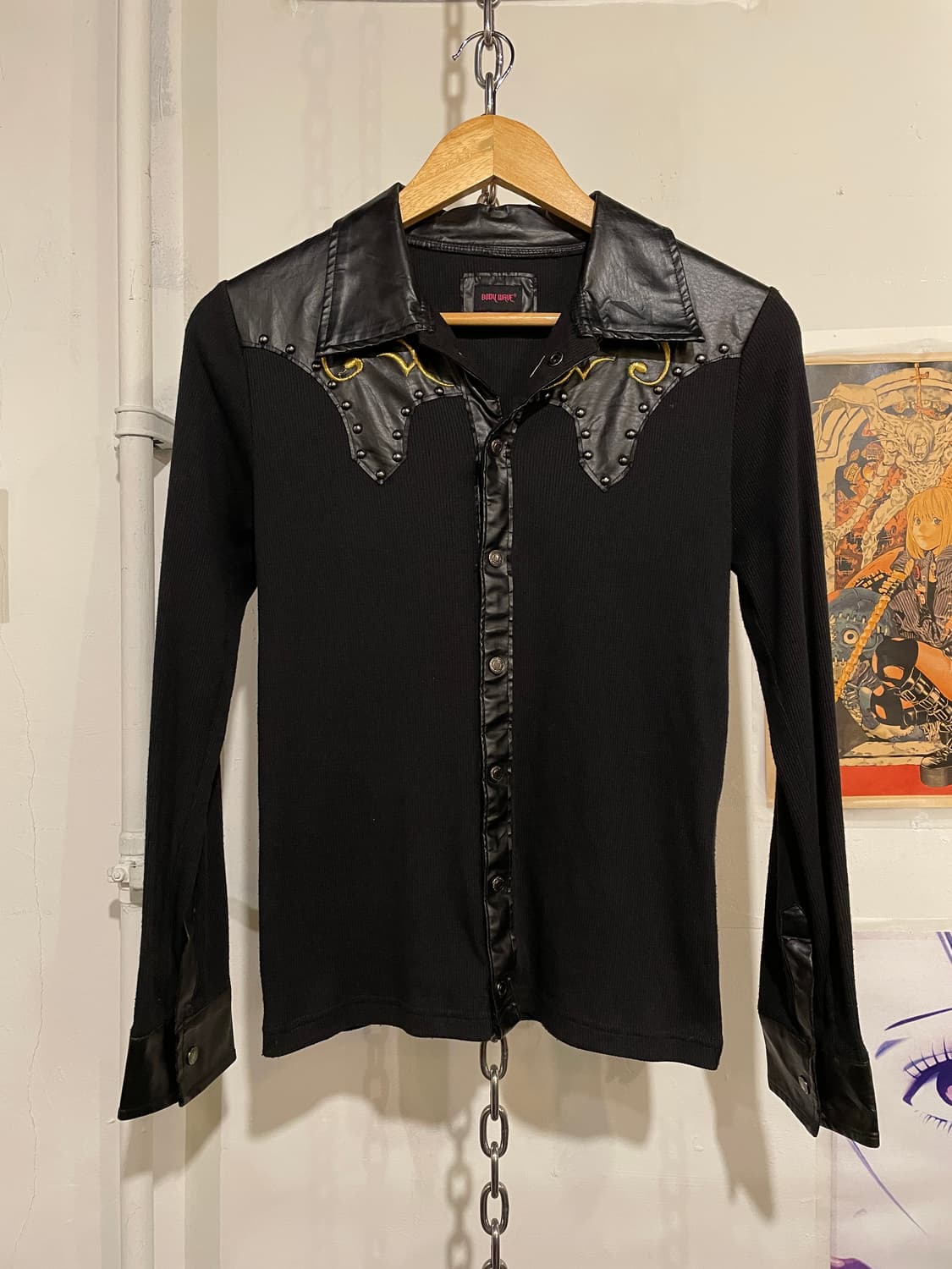 웨스턴 금장 자수 골지 블랙 롱슬리브 상품이미지4