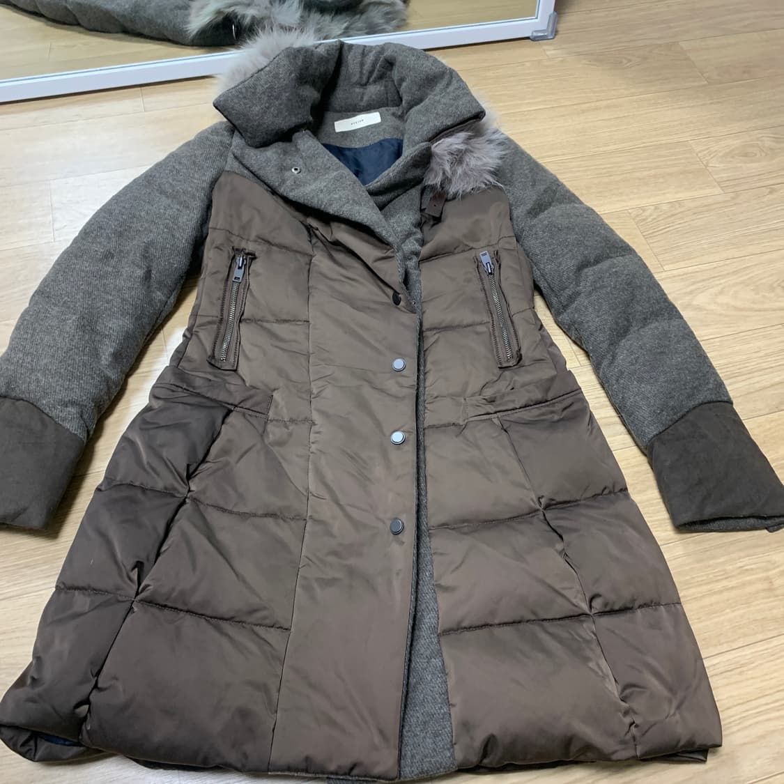 55)System 시스템 여우털 덕다운 패딩코트 상품이미지1