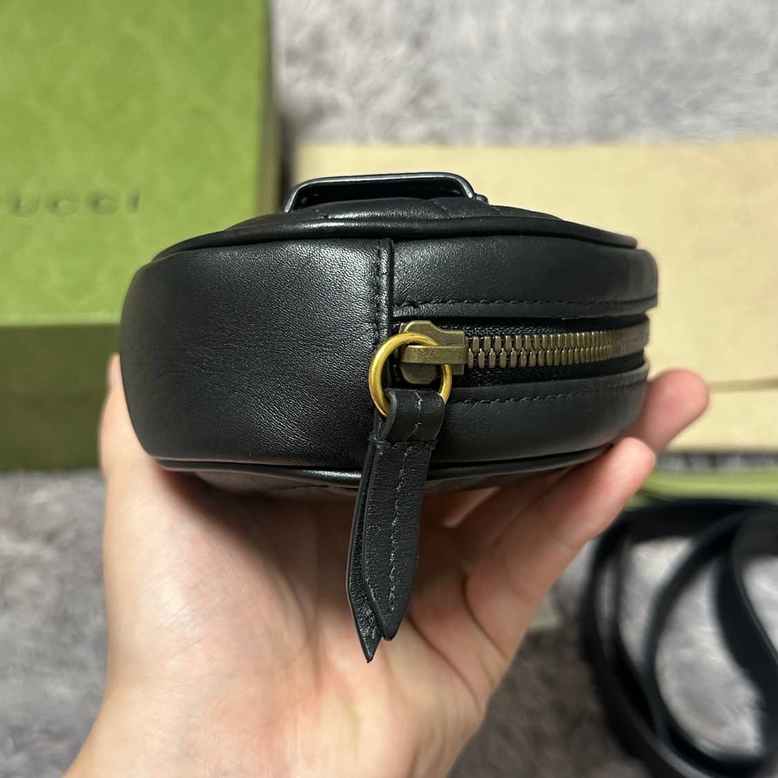 [풀구성] 구찌 GG 마몬트 마틀라세 벨트백 블랙 상품이미지6