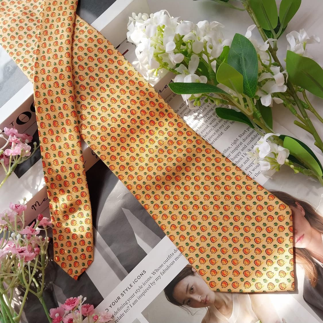 밀라숀 실크 애니멀 프루트 패턴 넥타이 9.3cm A+등급 K2263 상품이미지4