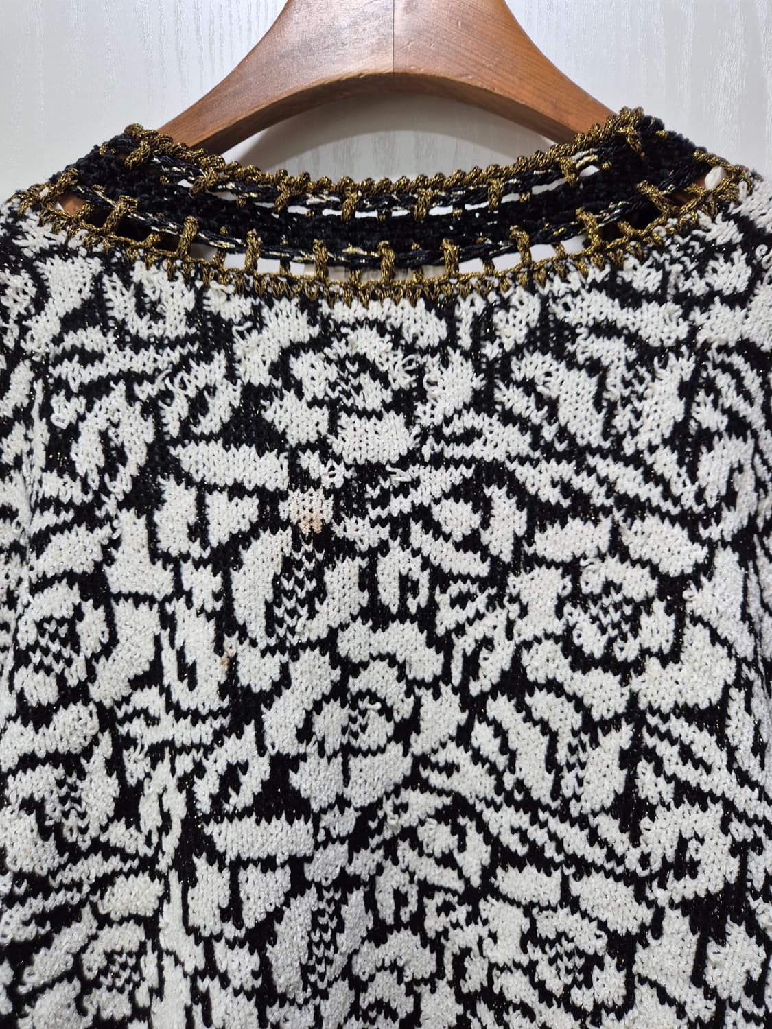 블랙/화이트 패턴 니트 가디건자켓 상품이미지6