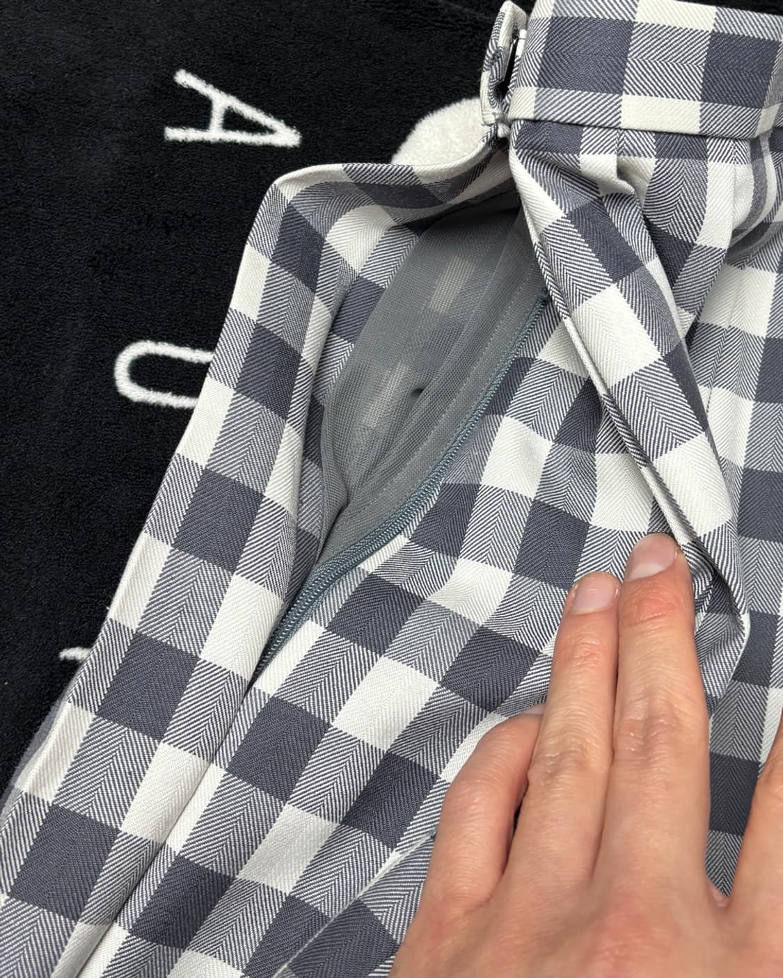 일본빈티지 그레이 체크 미디 스커트 상품이미지4