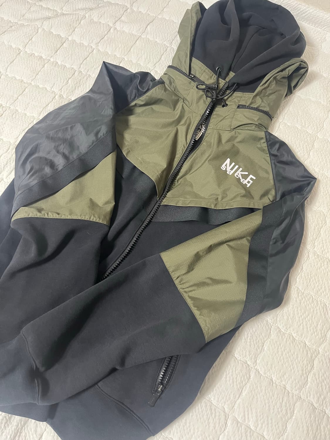 나이키 x 사카이 NRG 풀집업 후드 카고 카키 블랙 후드집업 (L) 상품이미지3
