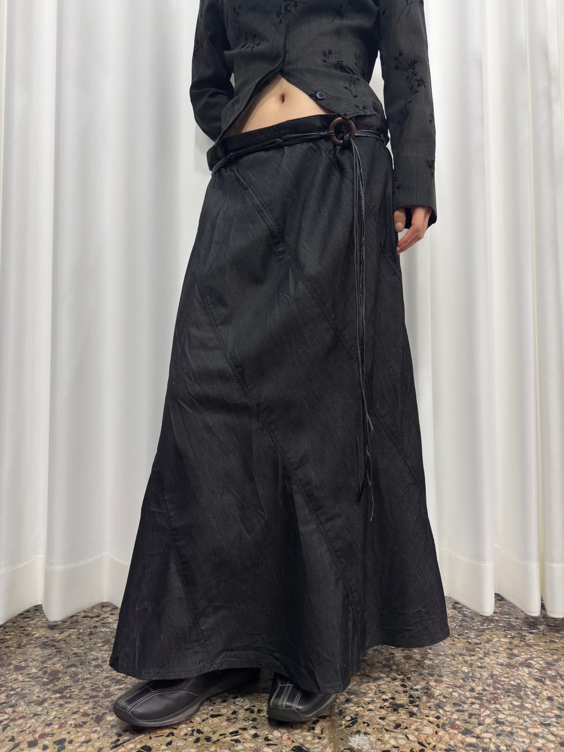 strap denim maxi skirt 상품이미지1