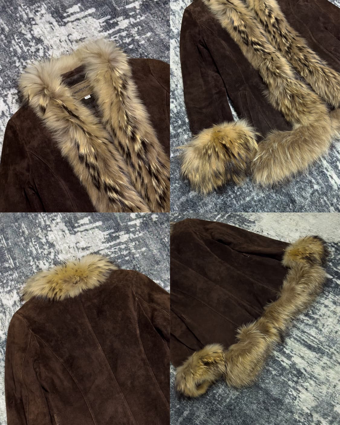 {Marie Claire} Suede Fox Fur Trim Jacket 상품이미지6