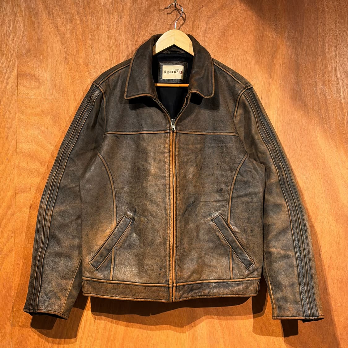 USA Buckle67 헤비 카우레더 스포츠 자켓 XL 소가죽 상품이미지3