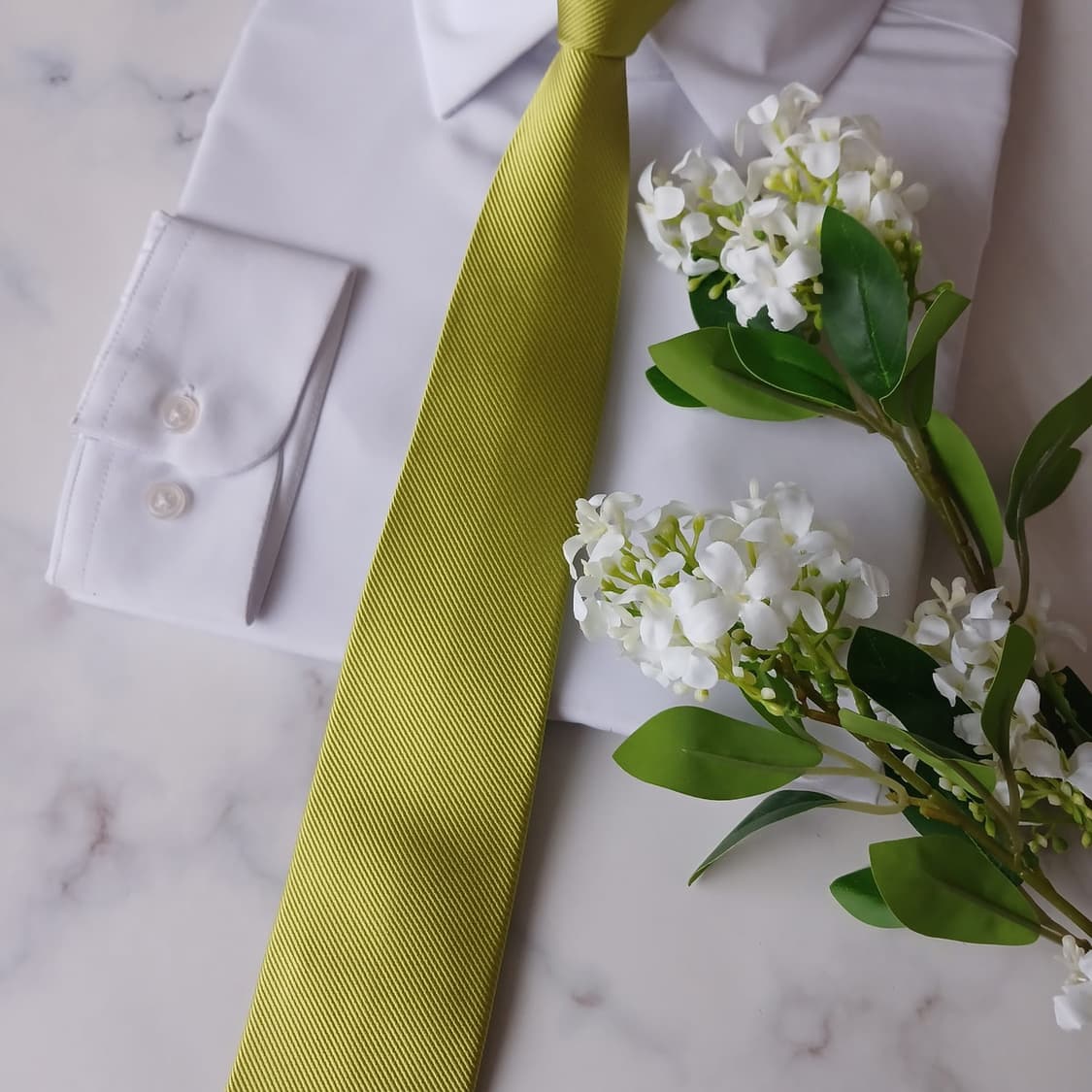 MCM 실크 연두 솔리드 넥타이 8cm A등급 A19377
 상품이미지5