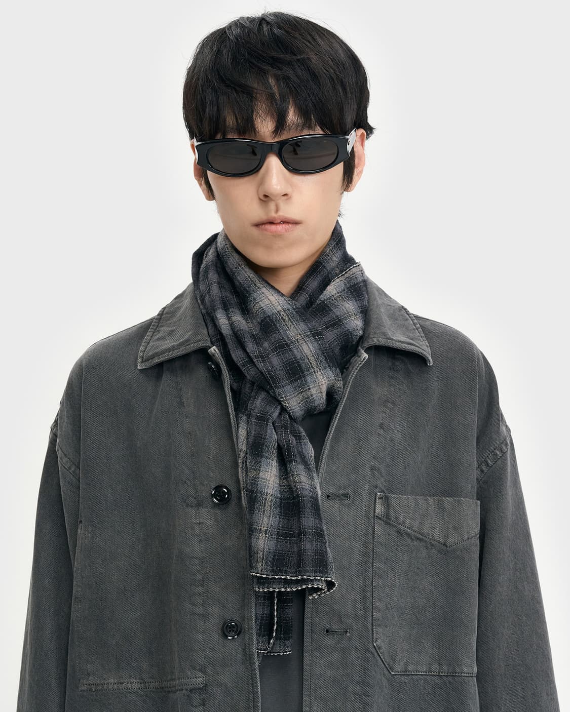 벨리에 시티 그리드 머플러 - 그레이 체크 상품이미지2