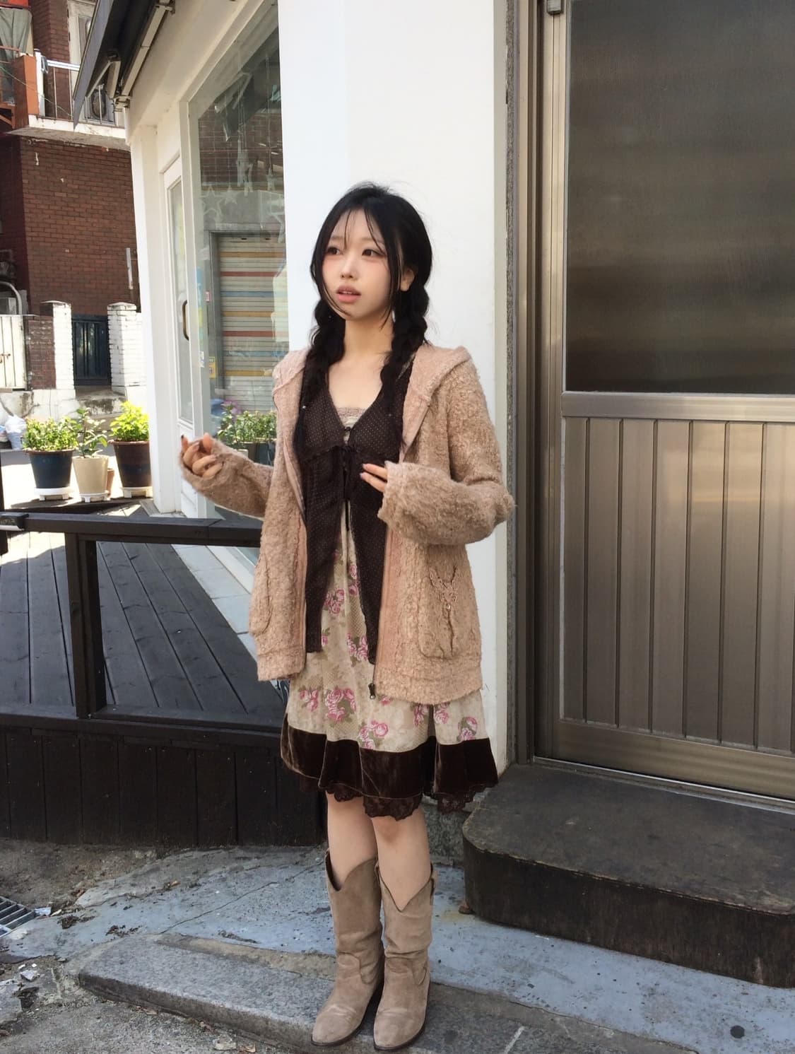 엑시즈팜 브라운 도트 소녀 코디세트 상품이미지1