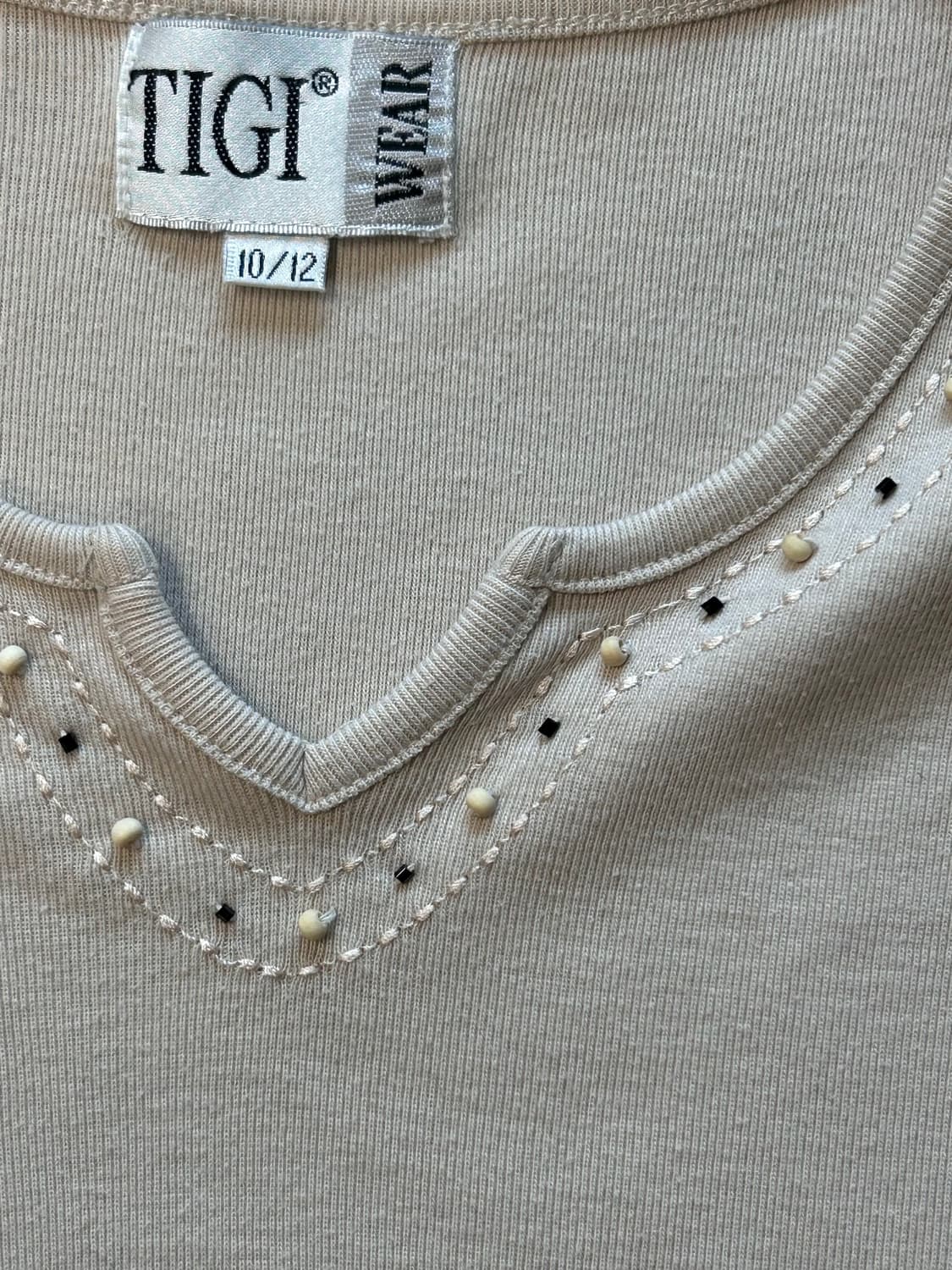 TIGI 영국 조약돌 자수 7부 티셔츠 상품이미지3