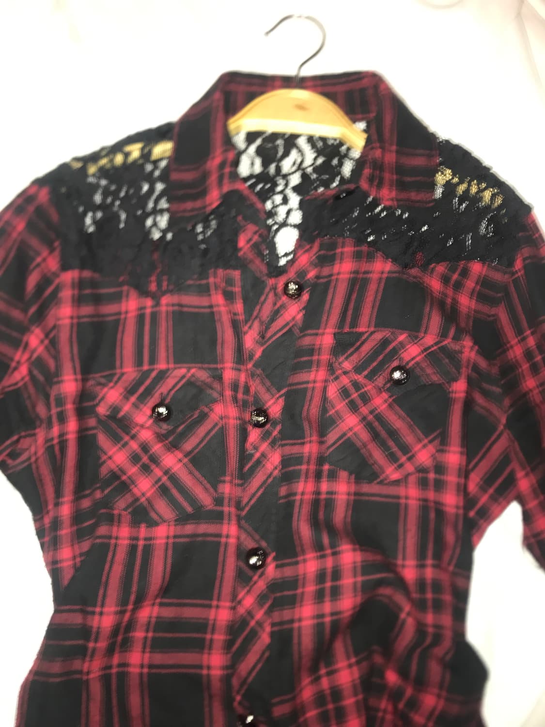 펑크 체크 레이스 셔츠 상품이미지3