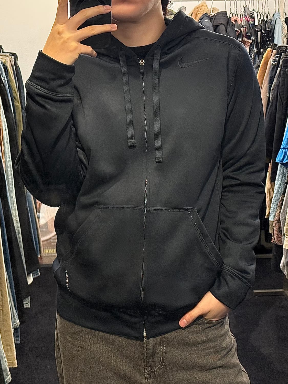 나이키 기능성 후드 집업 기모 M 95 써마핏 테크팩 스우시 기모 런닝 상품이미지1