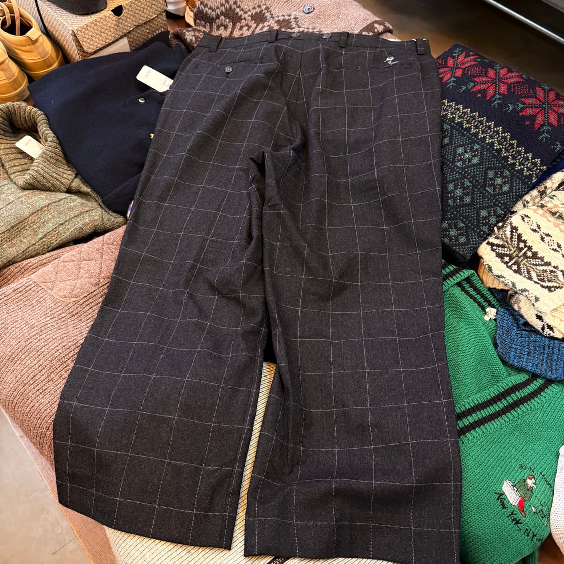 위어도 울 혼방 스퀘어패턴 아메리칸 캐주얼 아메카지 슬랙스 xl 36 상품이미지3