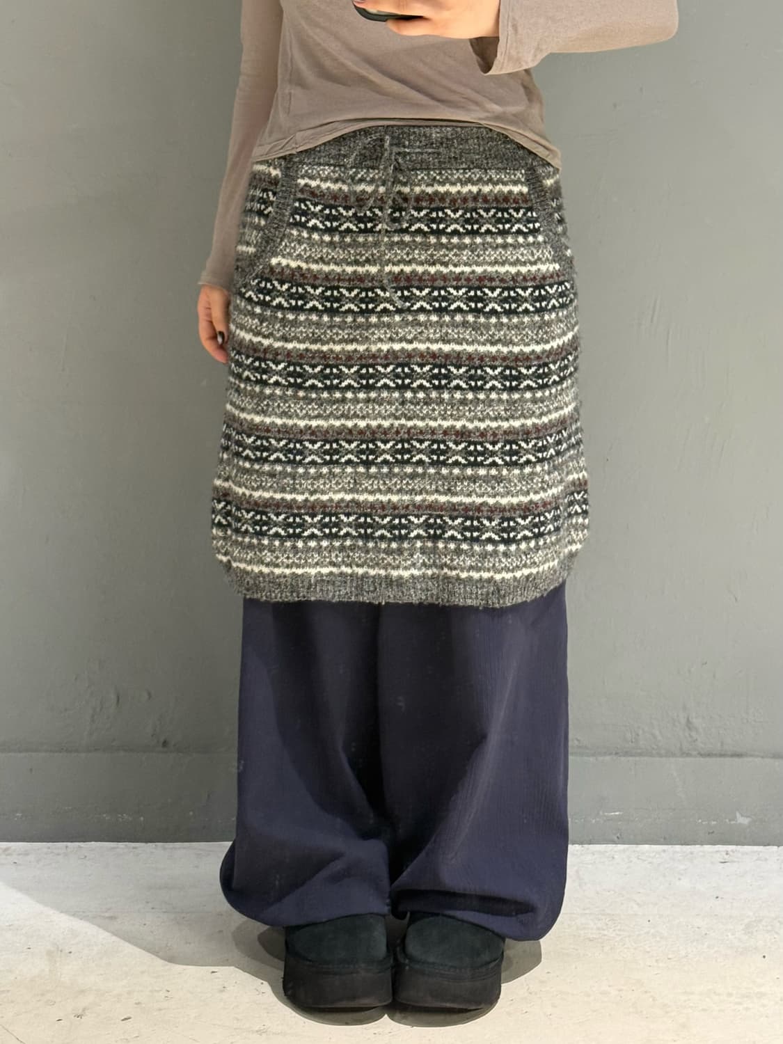winter pattern knit midi skirt 상품이미지1