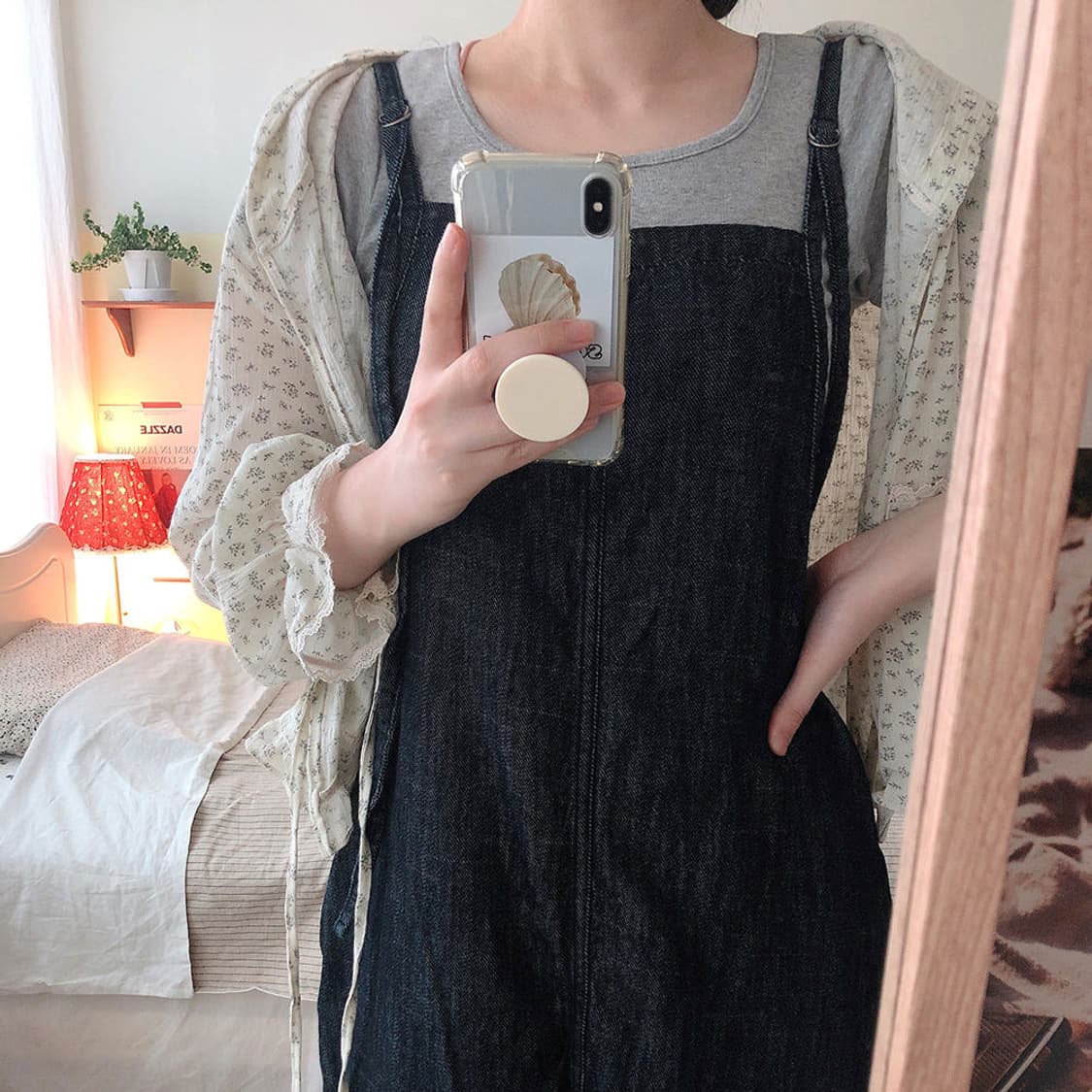 진청 데님 롱 오버롤 멜빵 원피스 상품이미지2