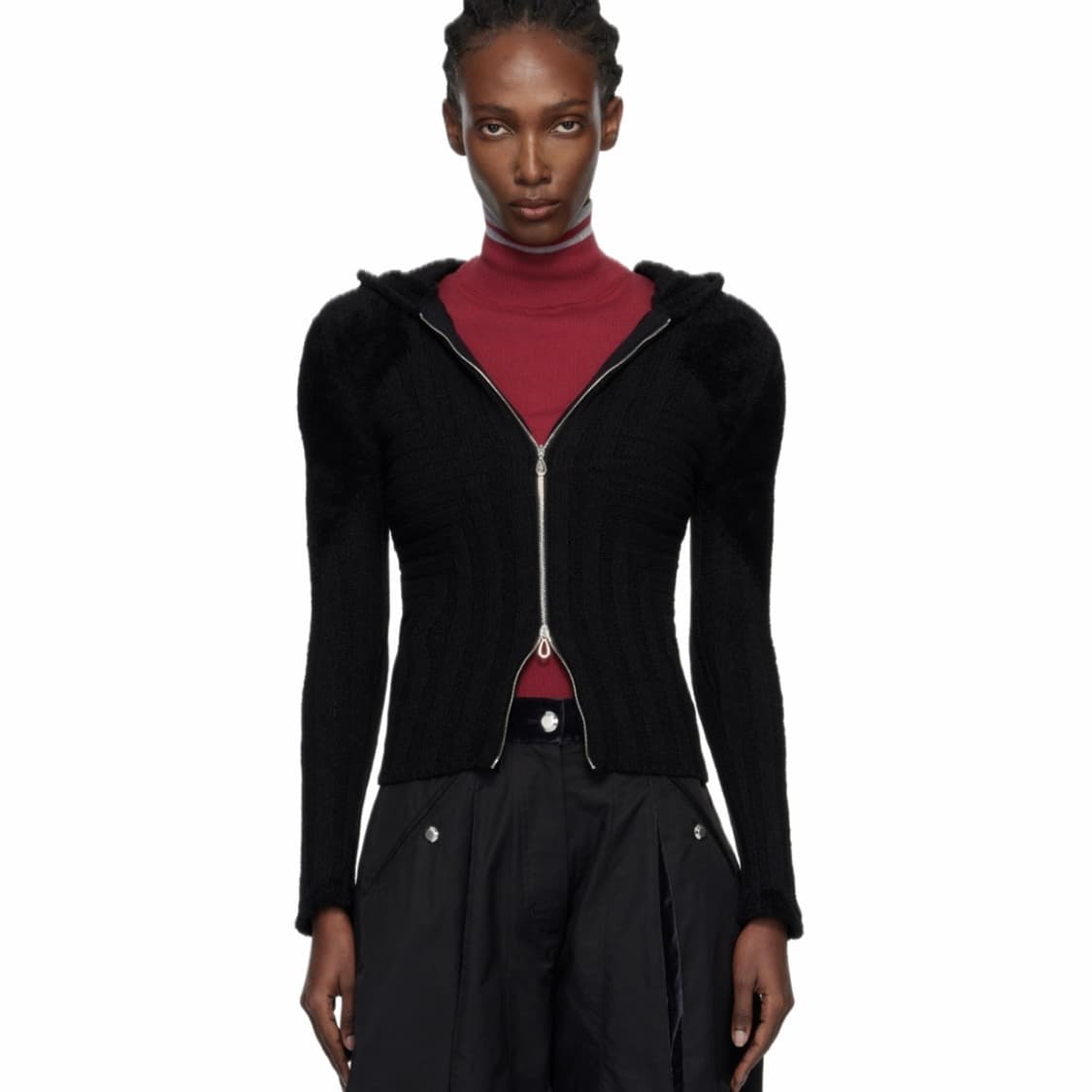 [34,36]키코 코스타디노브 25fw Quimby 니트 후드 집업/블랙 상품이미지1