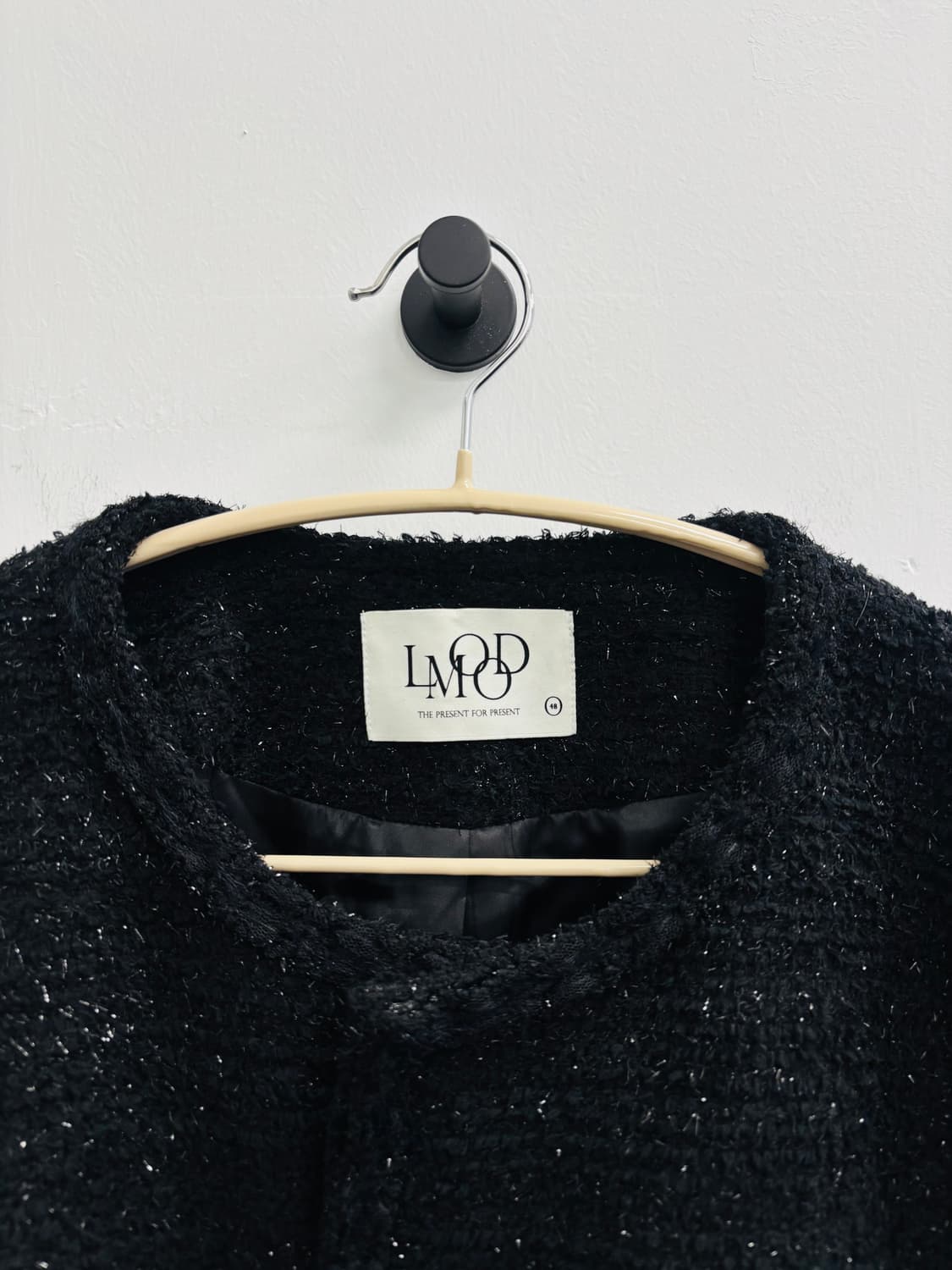 엘무드 LMOOD 루즈핏 트위드 노카라 자켓 상품이미지4