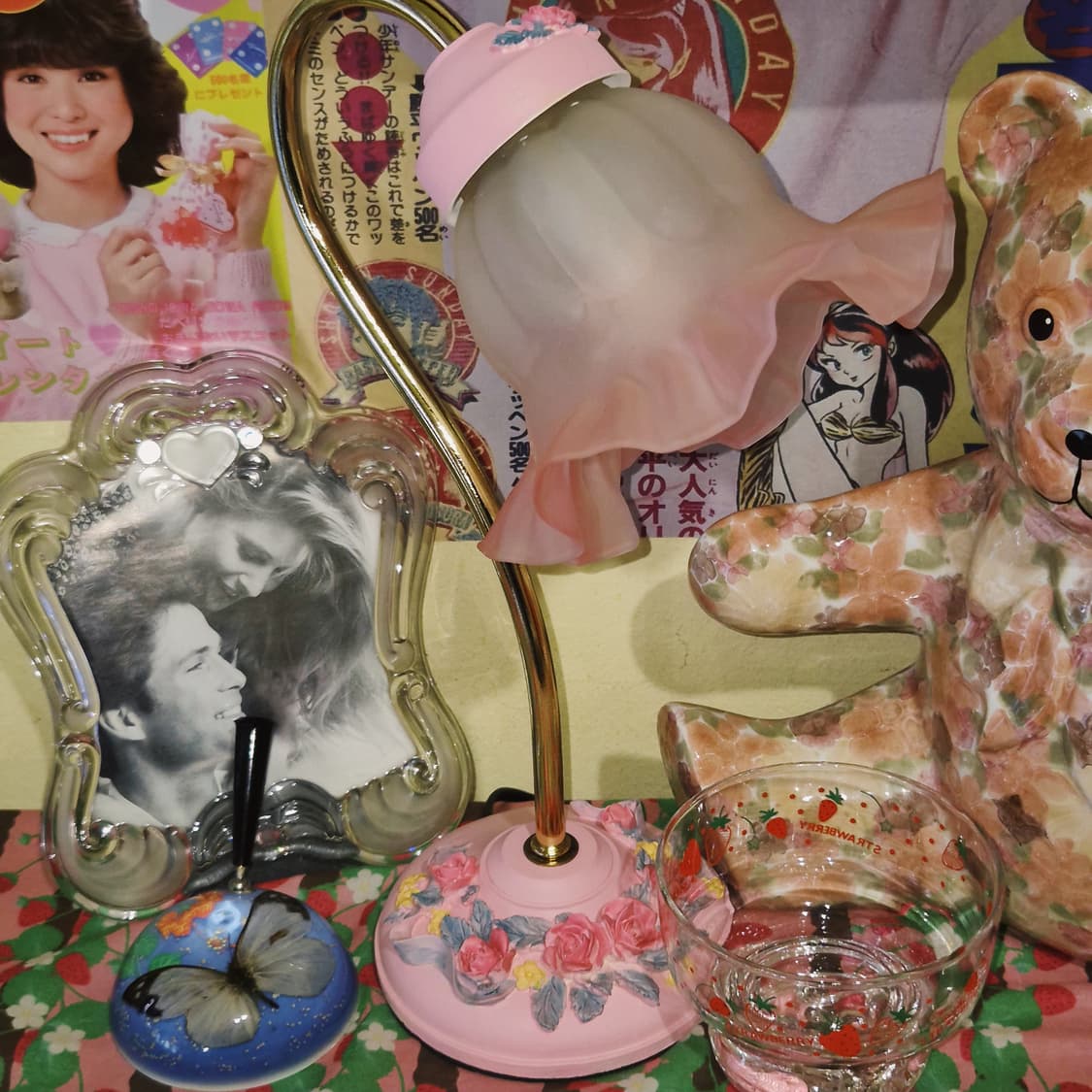 90s 키시마 꽃포지 불투명 프릴 테이블 램프 상품이미지10