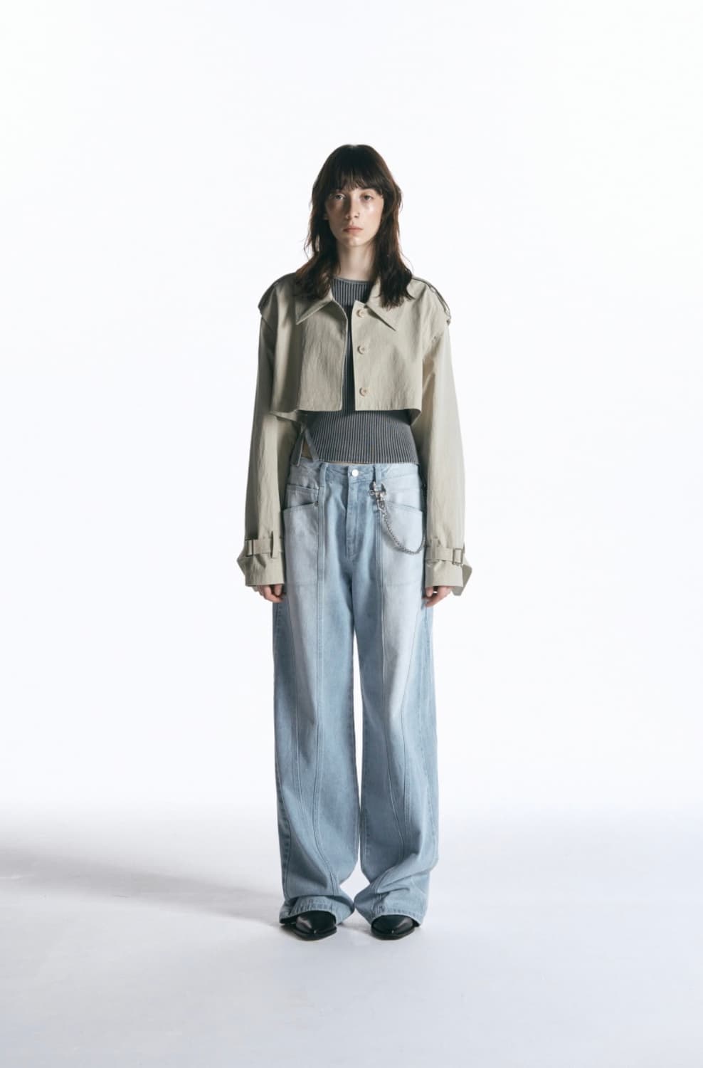 인사일런스 디바이드 와이드 데님 팬츠 블루 M 상품이미지2