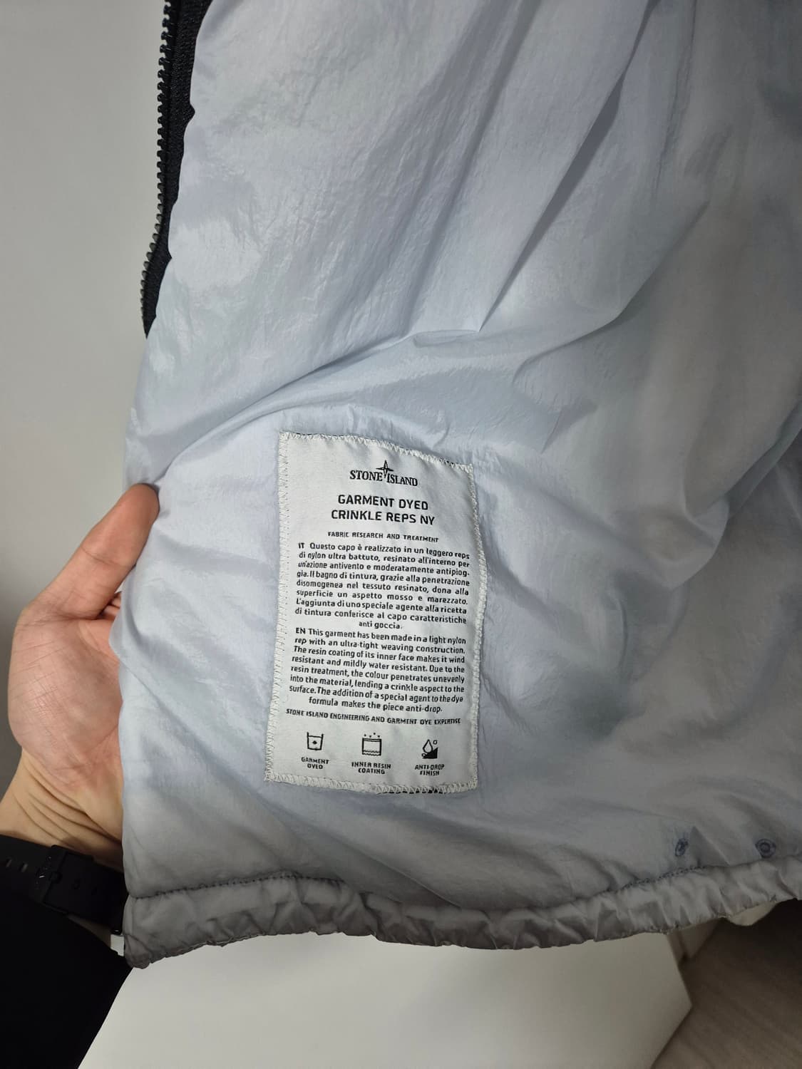 급처)스톤아일랜드 18fw 크링클랩스 패딩자켓 아이스 xl 상품이미지4