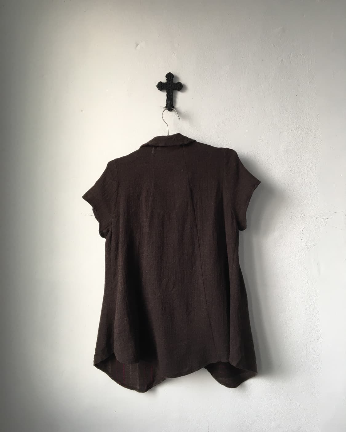 Pattern layered unbalanced woolen cardig 상품이미지3