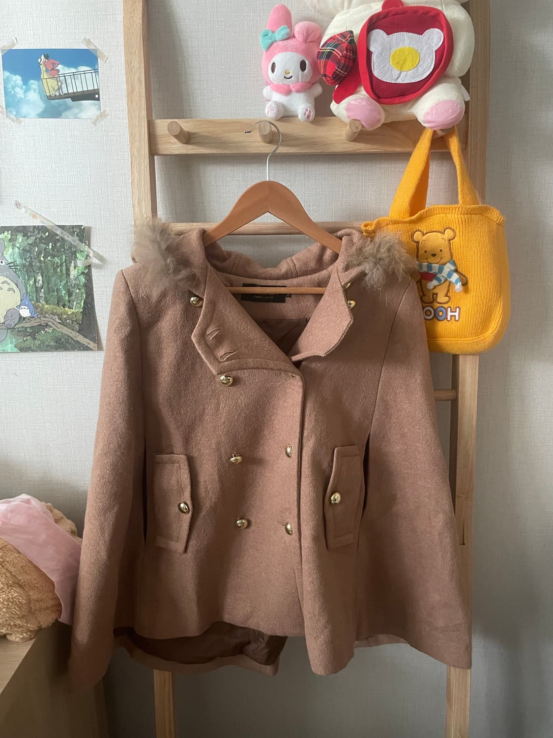 모리걸 빈티지 케이프 퍼 후드 코트 상품이미지2