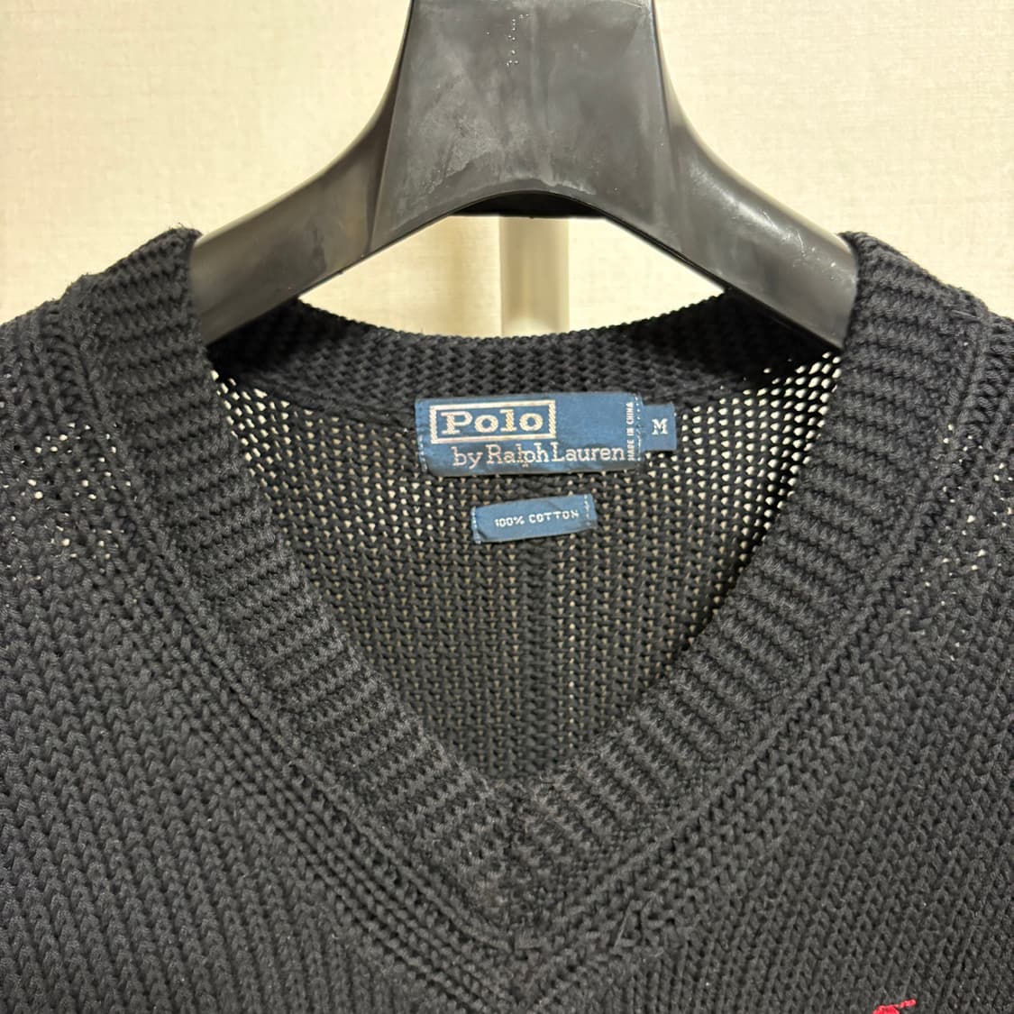 폴로 랄프로렌 V넥 코튼 니트 / 블랙, M 상품이미지4