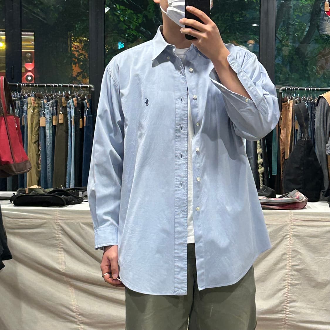 XL) 폴로 랄프로렌 하늘색 솔리드 옥스포드 셔츠 상품이미지8