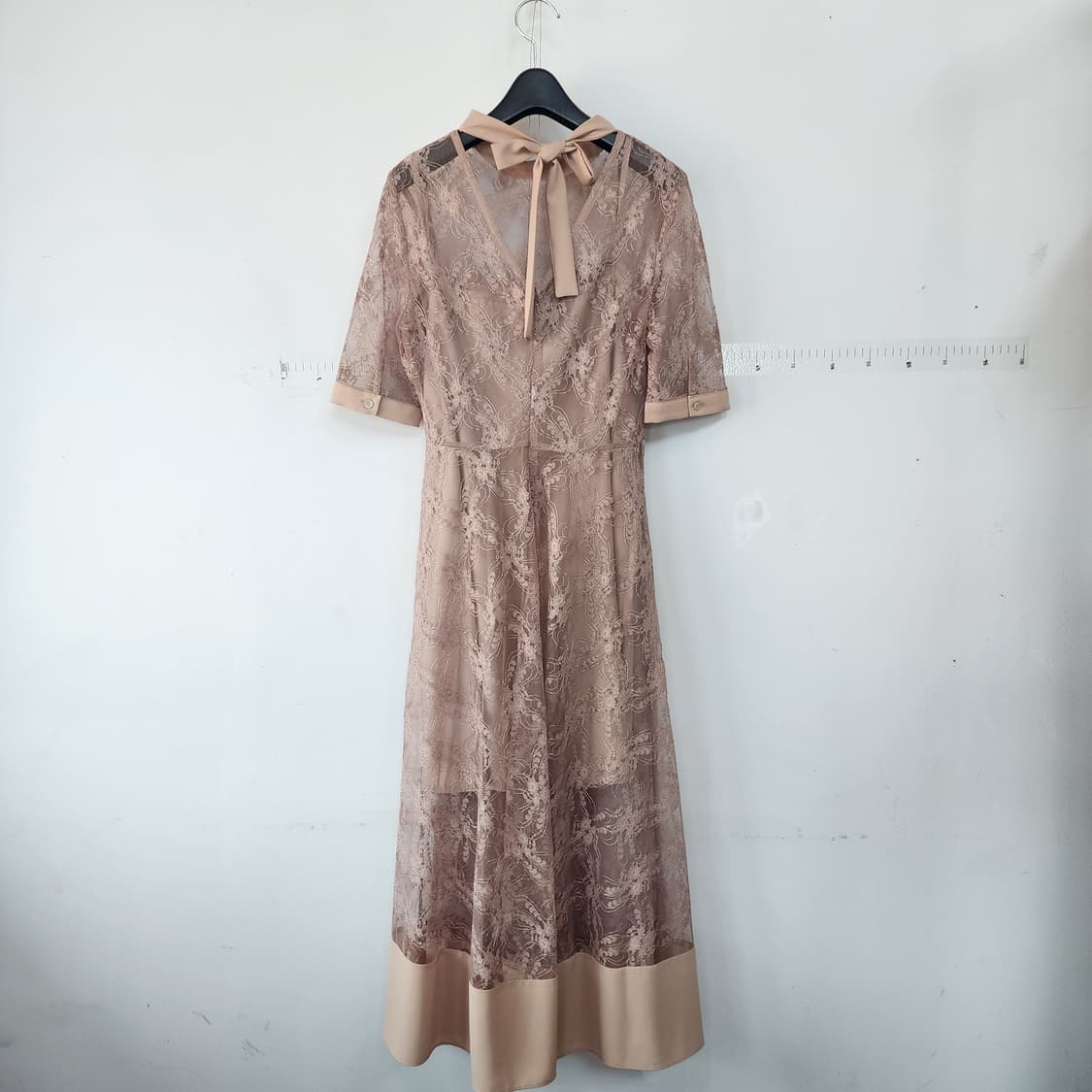 살롱 드 매그 시스루 롱 원피스 베이지톤 상품이미지3