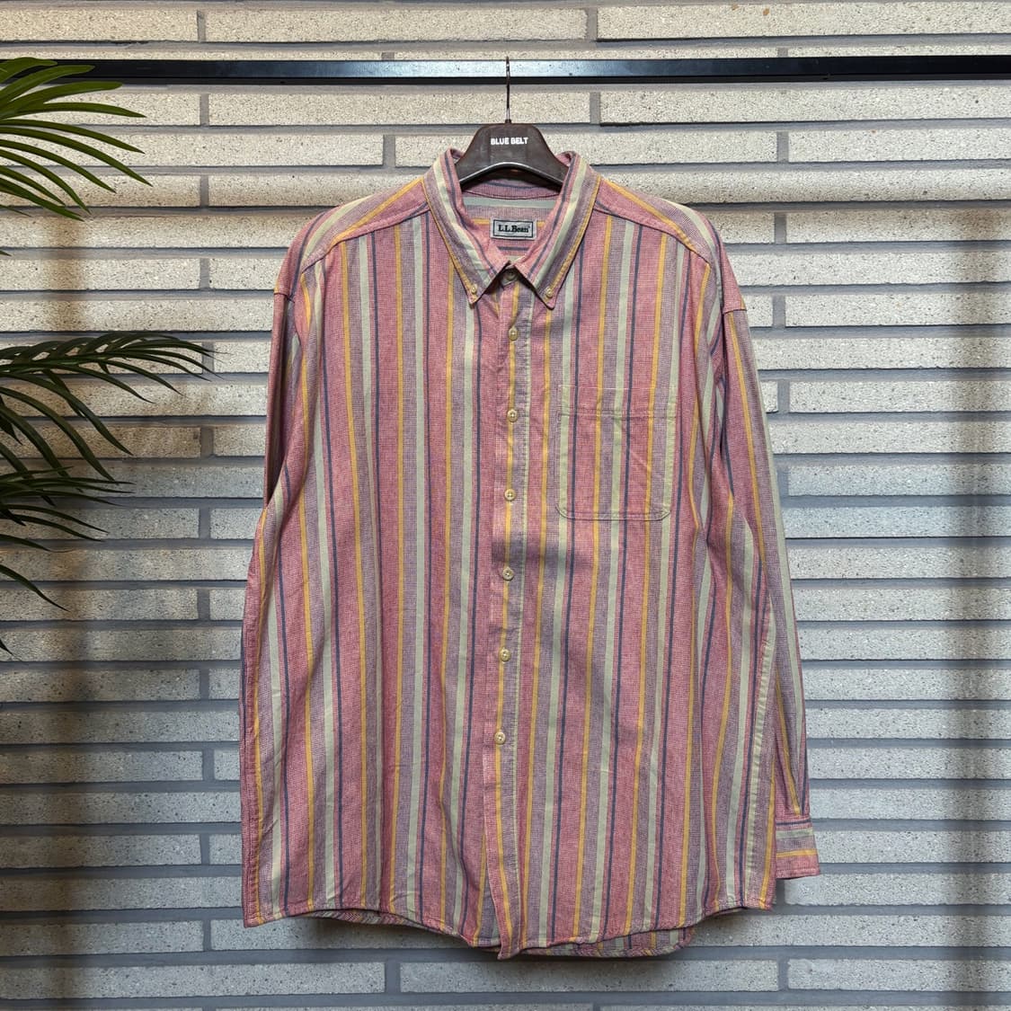L.L.Bean 엘엘빈 레트로 멀티컬러 스트라이프 셔츠 헤비코튼 디테일 상품이미지2