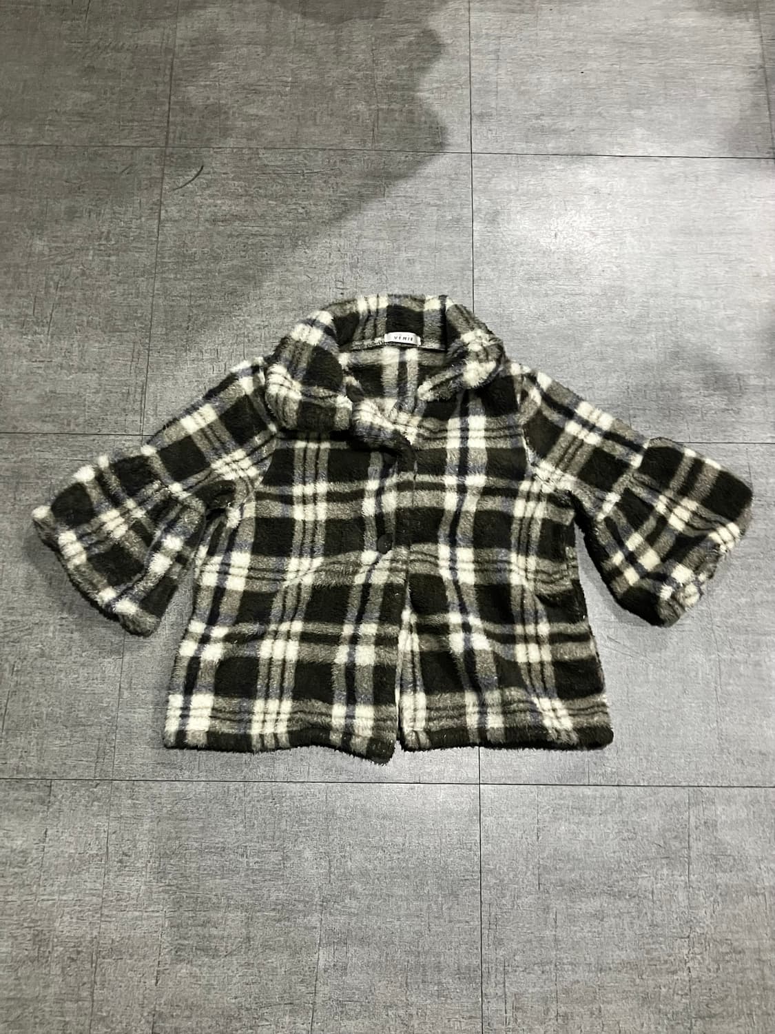 일본빈티지 Venie 하구미모리걸 모헤어 판초깔 반팔자켓 상품이미지1