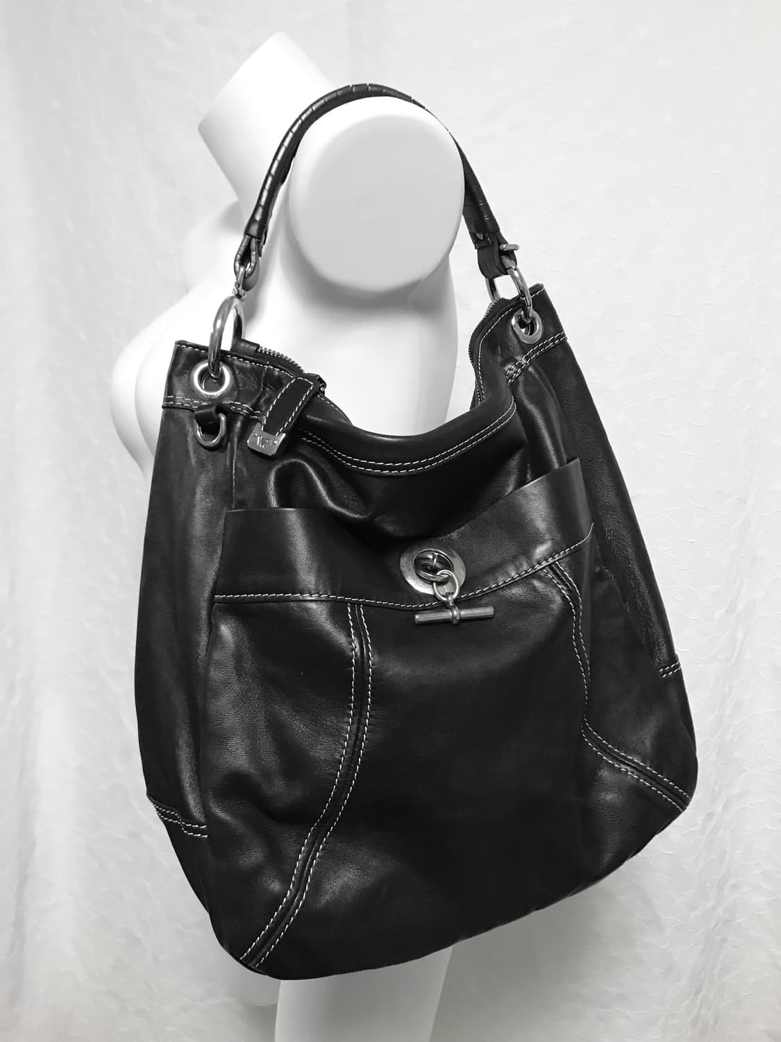 빈티지 아카이브 펑크 스티치 레더 숄더백 보부상백 상품이미지1