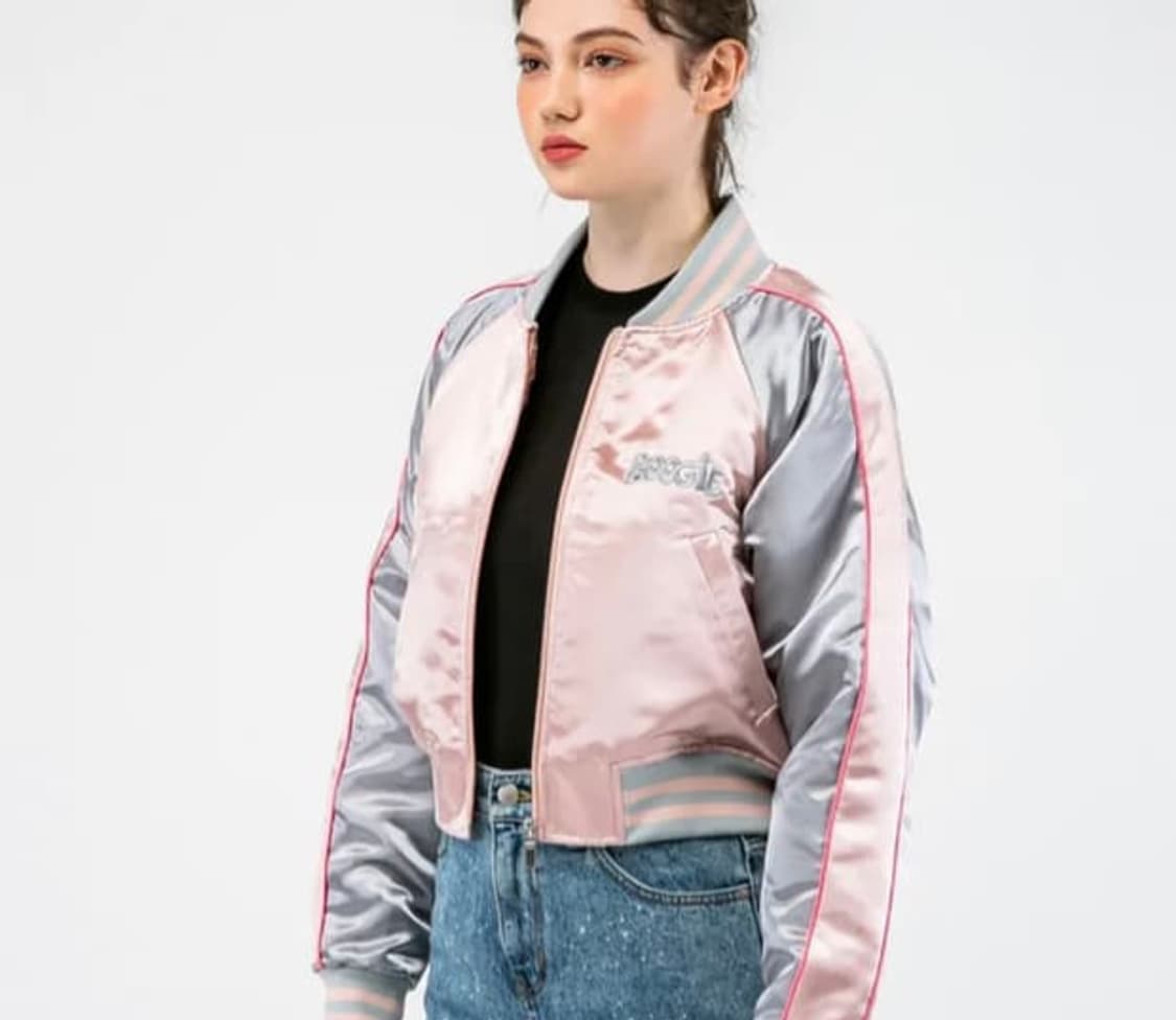 앤디아더 MA-1 핑크 배색 크롭 블루종 자켓 55~66 상품이미지1