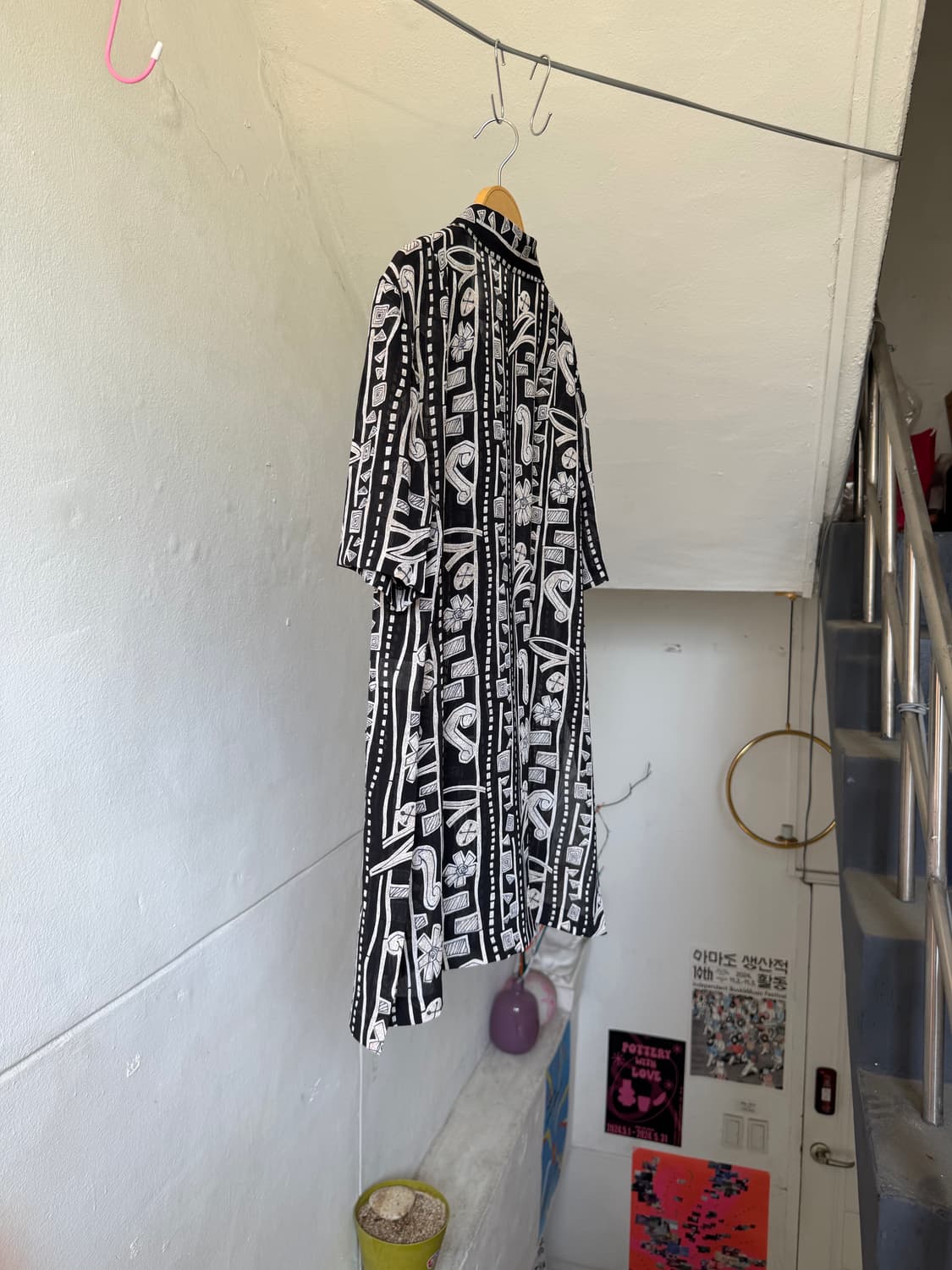 에스닉 패턴 반팔 롱셔츠 상품이미지7