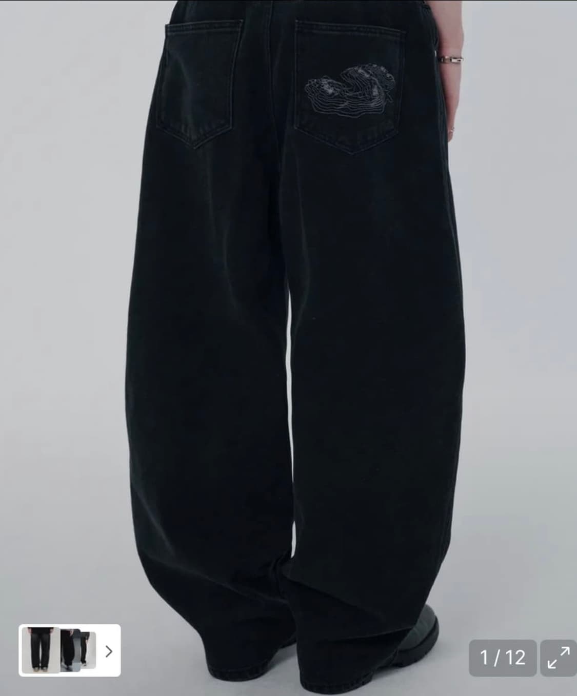 스웨이드 SUADE 컨투어 포켓 데님 팬츠 블랙 M 상품이미지2