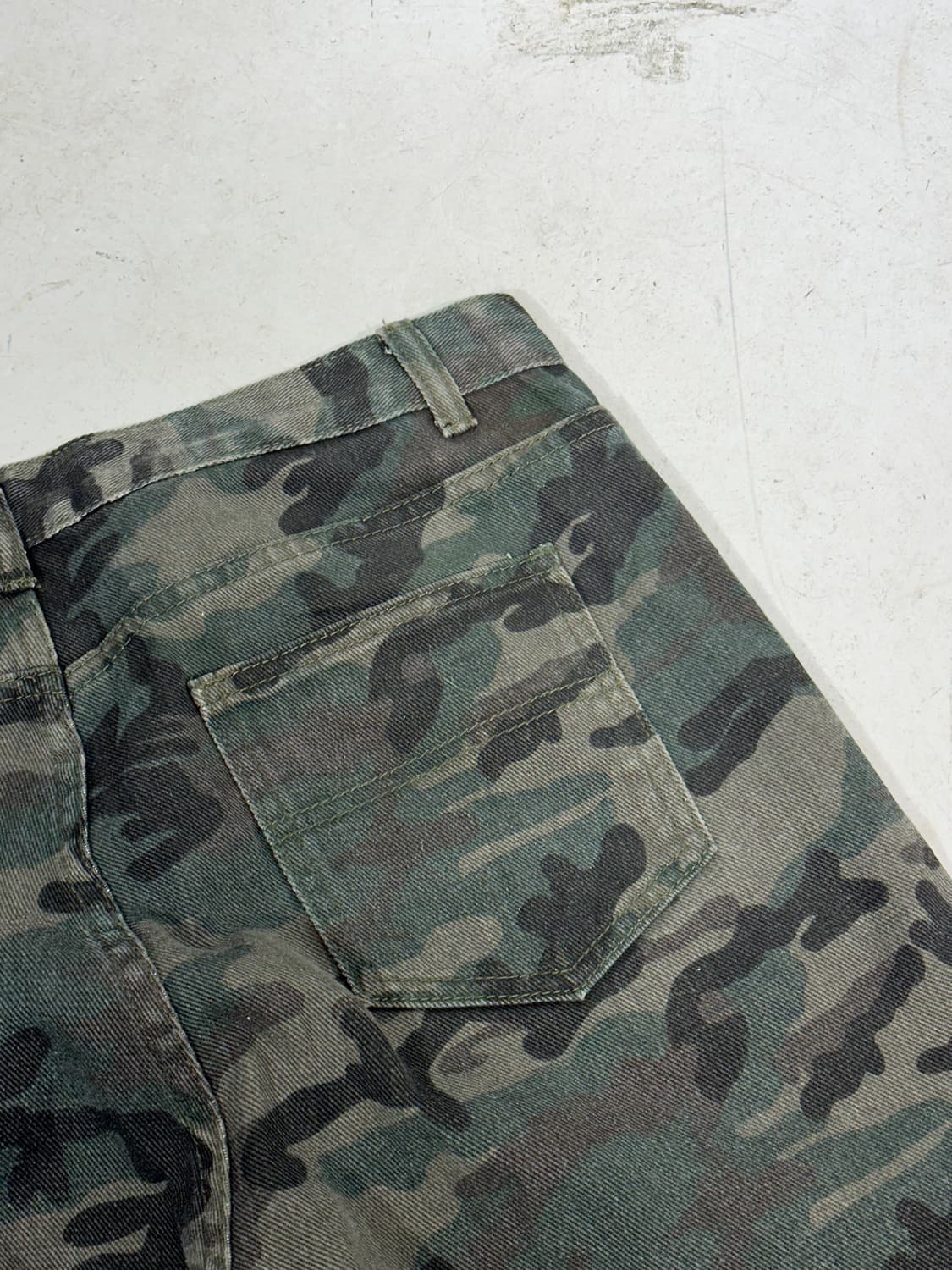 일본 빈티지 카키 밀리터리 카모 더블니 와이드 군복 바지 카고 팬츠  상품이미지6