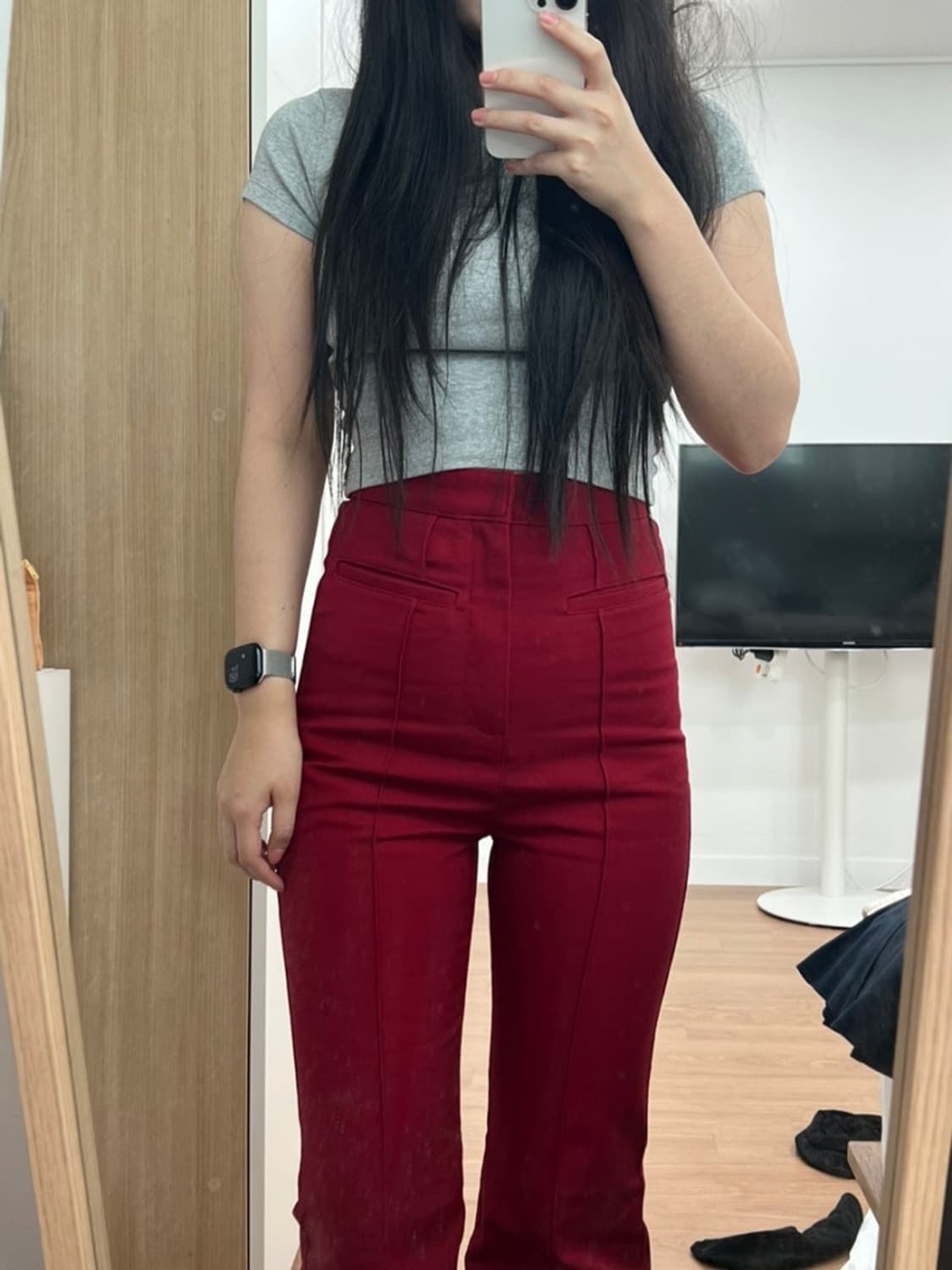 프레클 디스코팬츠 레드 s (기장수선) 상품이미지2